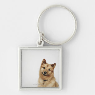 Portrait of a Finnish Spitz dog smiling Keychain