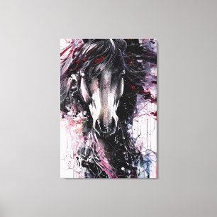 Portrait of a firey horse abstract canvas print