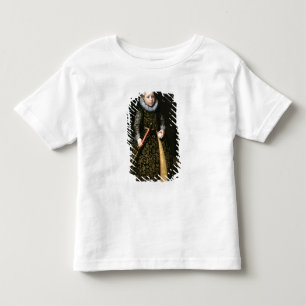 Portrait of a four-year old boy with club and toddler t-shirt