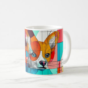 portrait of a fox in a cubist and geometric style coffee mug