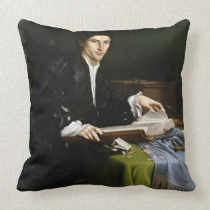 Portrait of a Gentleman in his Study, 1528-30 (oil Throw Pillow