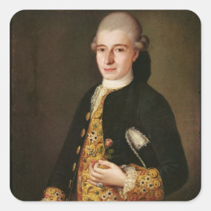 Portrait of a Gentleman with a Rose Buttonhole Square Sticker