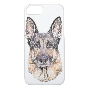 Portrait of a German Shepherd Dog Coloured Sketch iPhone 8/7 Case