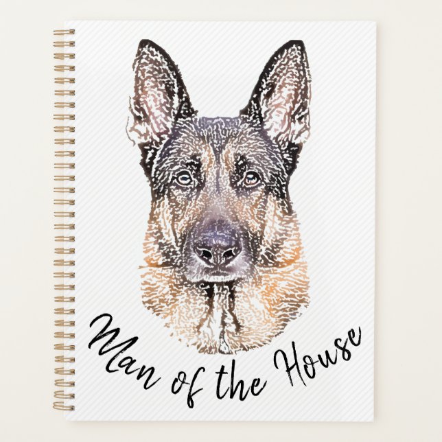 Portrait of a German Shepherd Dog Sketched Art Planner (Front)