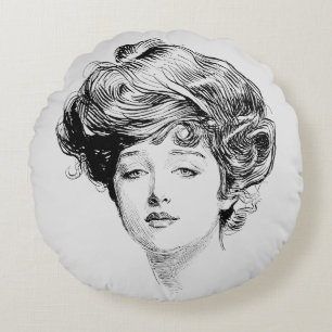 Portrait Of A Gibson Girl, 1900 Round Pillow