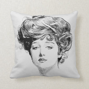 Portrait Of A  Gibson Girl, 1900 Throw Pillow