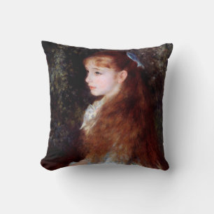 Portrait of a Girl with Blue Ribbon, Renoir Throw Pillow