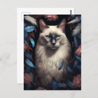 Portrait of a gorgeous siamese cat  postcard