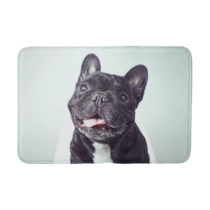 Portrait of a Happy French Bulldog Bath Mat