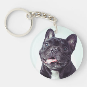 Portrait of a Happy French Bulldog Keychain