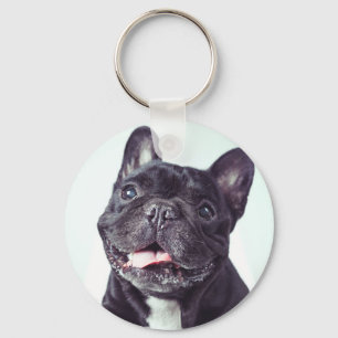 Portrait of a Happy French Bulldog Keychain