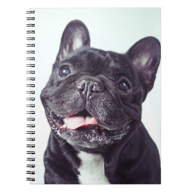 Portrait of a Happy French Bulldog Notebook (Front)