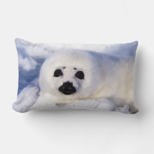 Portrait of a Harp Seal Pup Lumbar Pillow