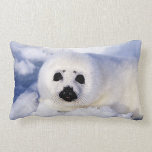 Portrait of a Harp Seal Pup Lumbar Pillow