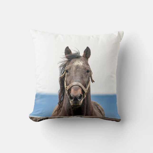 Portrait of a horse throw pillow (Front)
