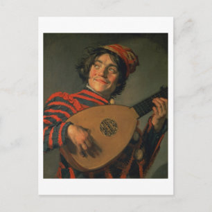 Portrait of a Jester with a Lute (oil on canvas) Postcard
