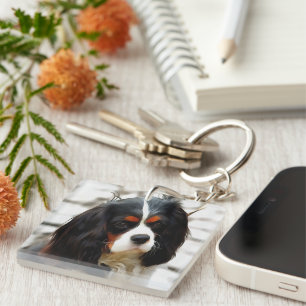 Portrait Of A King Charles Cavalier Spaniel Keychain