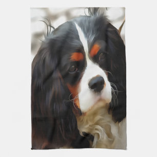 Portrait Of A King Charles Cavalier Spaniel Kitchen Towel