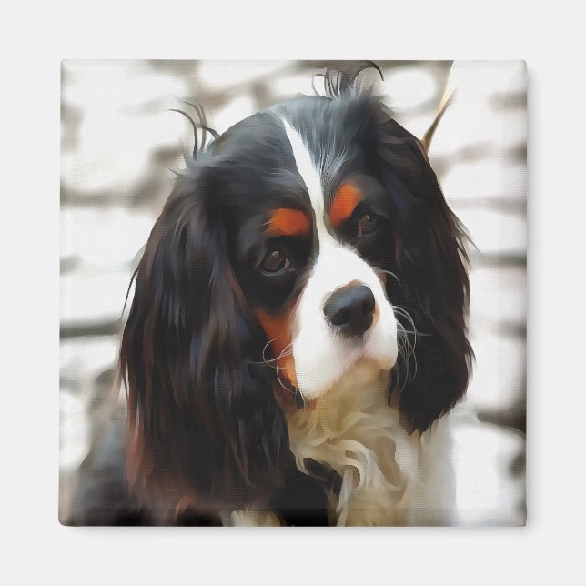 Portrait Of A King Charles Cavalier Spaniel Magnet (Front)