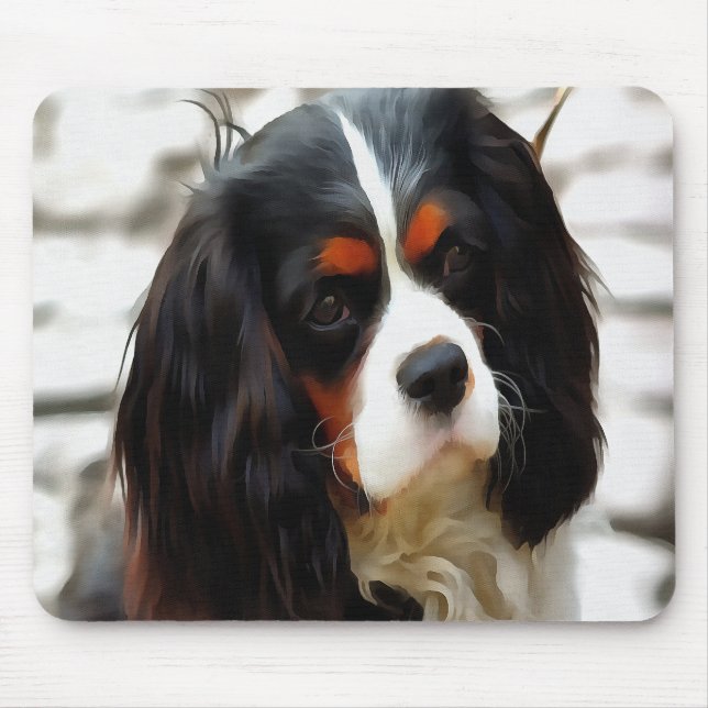 Portrait Of A King Charles Cavalier Spaniel Mouse Pad (Front)
