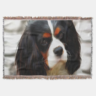 Portrait Of A King Charles Cavalier Spaniel Throw Blanket