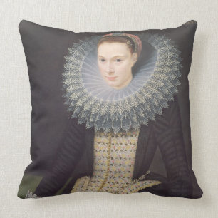 Portrait of a Lady, 1613 (oil on panel) Throw Pillow