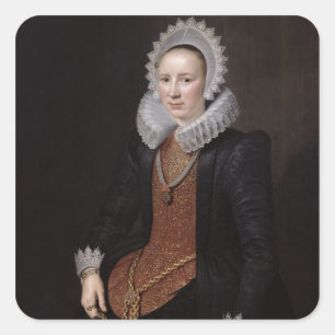 Portrait of a Lady aged 29, 1615 Square Sticker