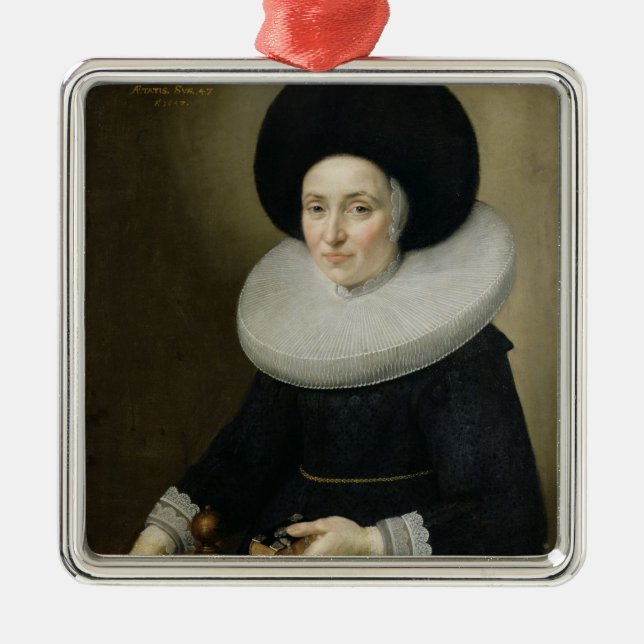 Portrait of a Lady, aged 47, 1647 (oil on canvas) Metal Ornament (Front)