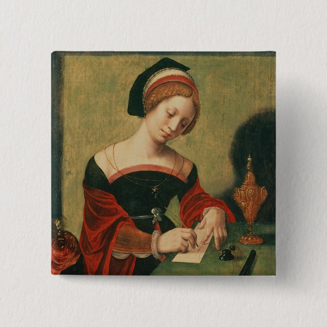 Portrait of a Lady as the Magdalen 2 Inch Square Button (Front)