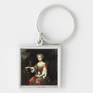 Portrait of a Lady holding her pet Keychain