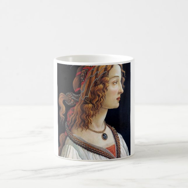 Portrait of a Lady, Sandro Botticelli Coffee Mug (Center)