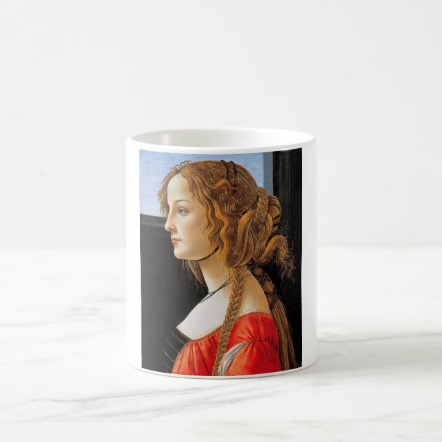 Portrait of a Lady, Sandro Botticelli Coffee Mug (Center)
