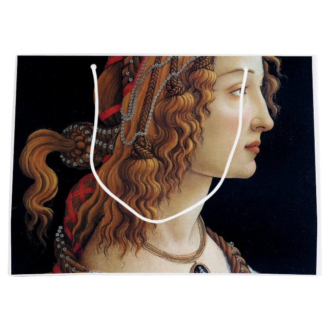 Portrait of a Lady, Sandro Botticelli Large Gift Bag (Front)