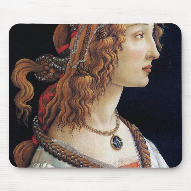 Portrait of a Lady, Sandro Botticelli Mouse Pad (Front)