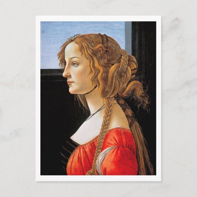 Portrait of a Lady, Sandro Botticelli Postcard (Front)