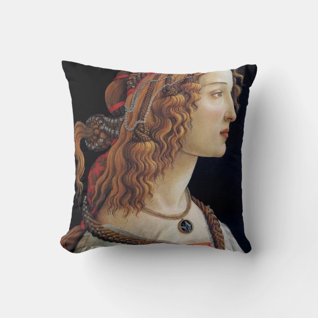 Portrait of a Lady, Sandro Botticelli Throw Pillow (Front)