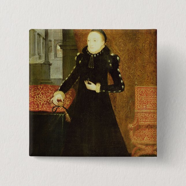 Portrait of a Lady, thought to be Katherine, Duche 2 Inch Square Button (Front)
