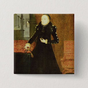 Portrait of a Lady, thought to be Katherine, Duche 2 Inch Square Button