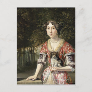 Portrait of a Lady Wearing a Red and White Dress Postcard
