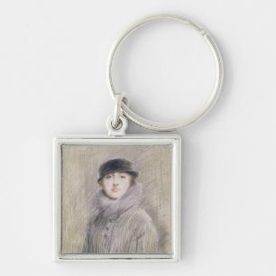 Portrait of a Lady with a Fur Collar and Muff Keychain
