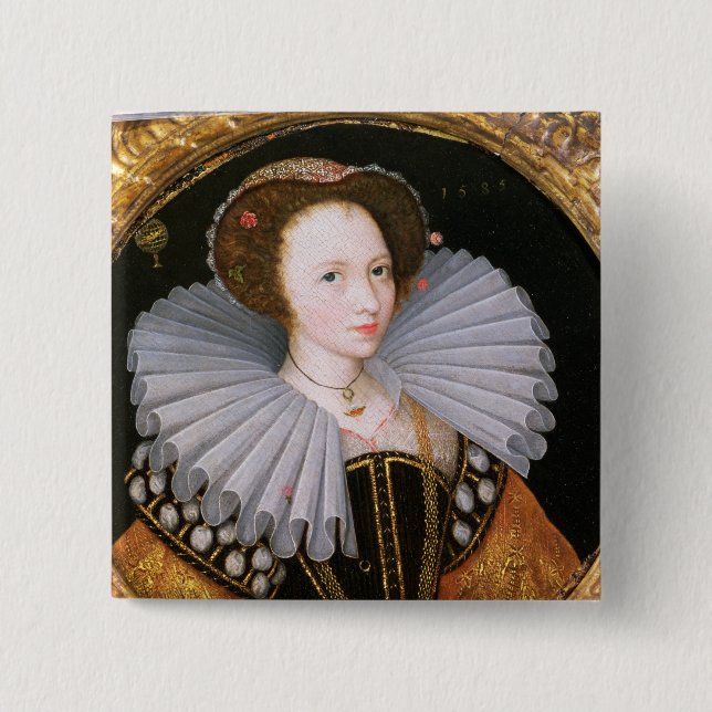 Portrait of a Lady with a Large Ruff 2 Inch Square Button (Front)
