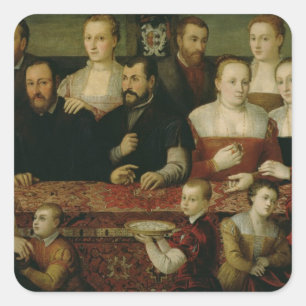 Portrait of a Large Family Square Sticker