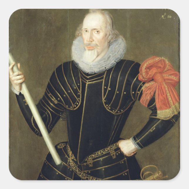 Portrait of a Man, 1593 (oil on panel) Square Sticker (Front)