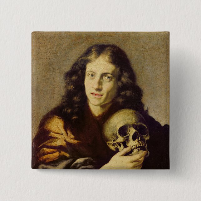 Portrait of a Man 2 Inch Square Button (Front)