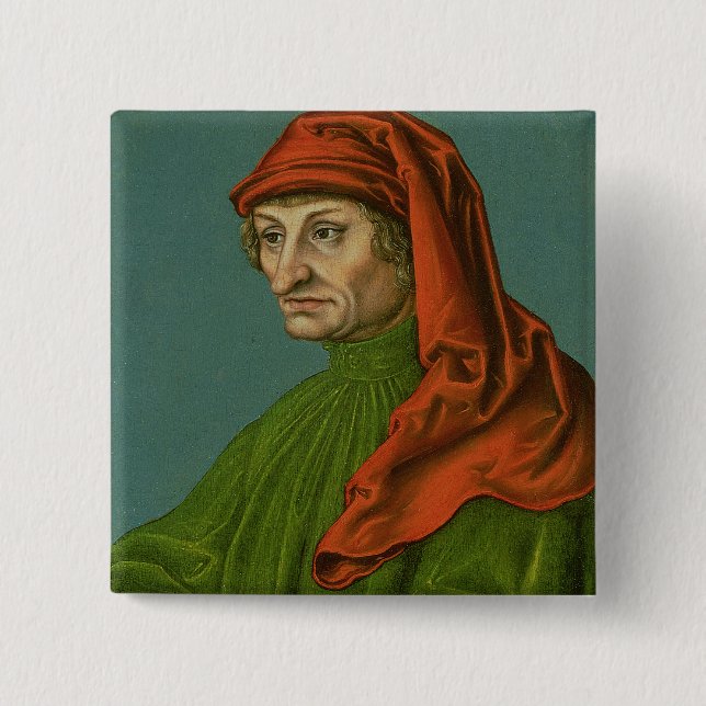 Portrait of a Man 2 Inch Square Button (Front)