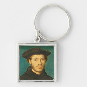 Portrait of a Man, c. 1536- 40 (oil on walnut) Keychain