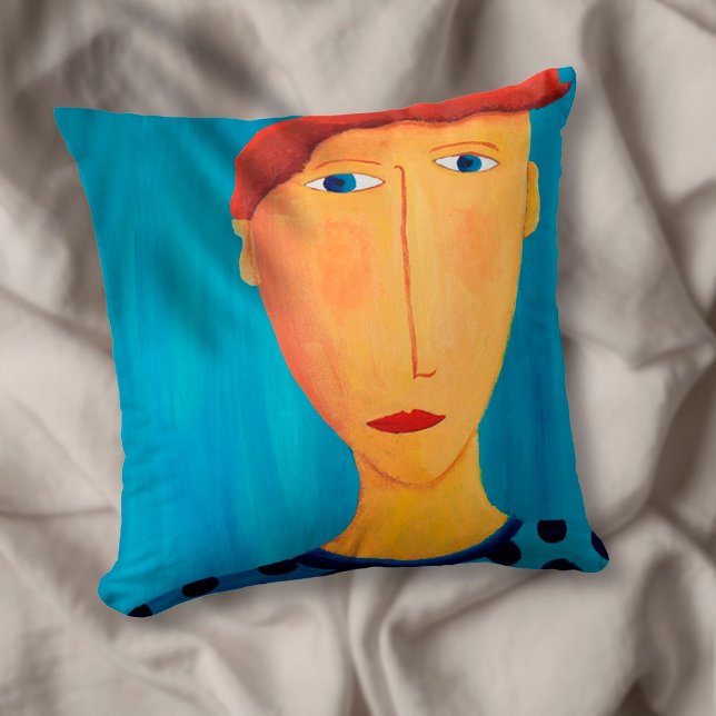 Portrait Of A Man Contemporary Art Painting Throw Pillow (Creator Uploaded)