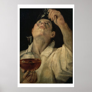 Portrait of a Man Drinking, c.1581-4 (oil on canva Poster