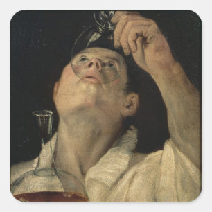 Portrait of a Man Drinking, c.1581-4 (oil on canva Square Sticker