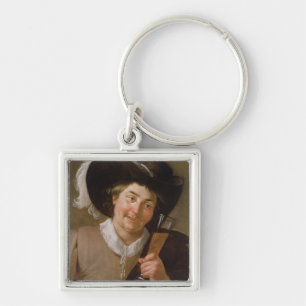 Portrait of a Man Holding a Wine Glass Keychain